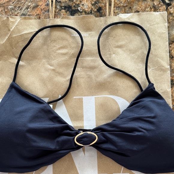 Zara Other - Zara Black Bikini Top with Gold Ring